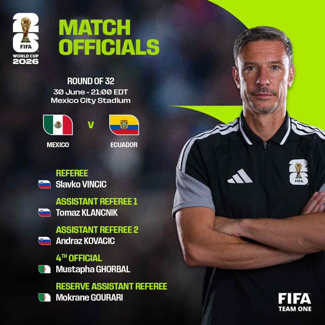 世杯1/16墨西哥对厄瓜多尔裁判名单出炉