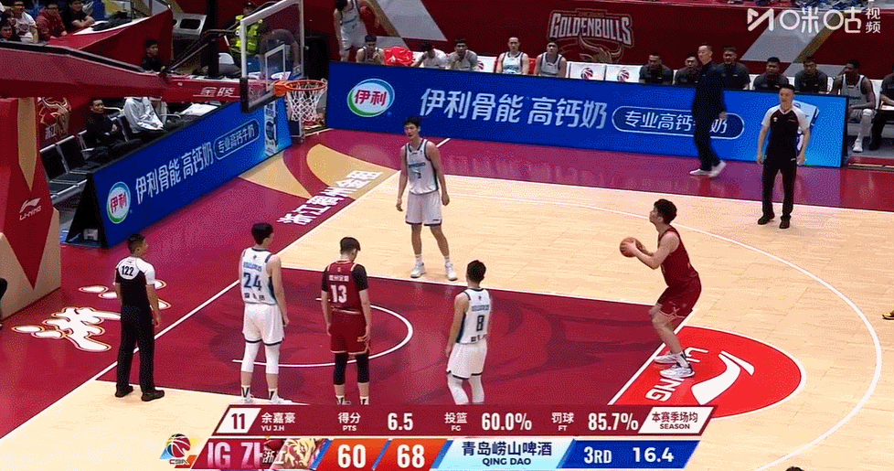 不容易！第三节剩16.4秒，余嘉豪2罚1中打破个人得分荒